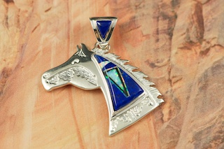 Genuine Blue Lapis and Black Jade inlaid in Sterling Silver. Beautiful Fire and Ice Lab Opal Accents. Free 18